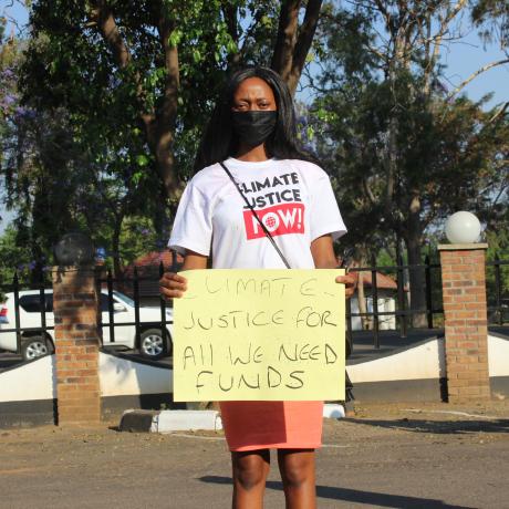 Thandekile Ndhlovu, an Activista Zimbabwe member during a Climate Justice Campaign ahead of the 26th Conference of Parties Conference (COP26) in 2021