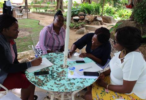 Group work by participants at the Unpaid Care work refresher