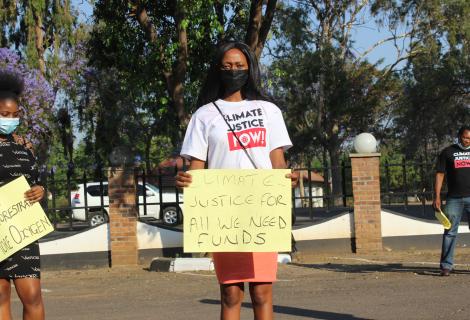Thandekile Ndhlovu, an Activista Zimbabwe member during a Climate Justice Campaign ahead of the 26th Conference of Parties Conference (COP26) in 2021