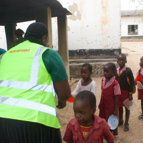Sharara Primary School pupils receiving nutritious meals through AAZ's School Feeding Programme