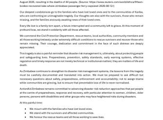 ActionAid Zimbabwe Statement on the Lake Kariba Ferry Disaster